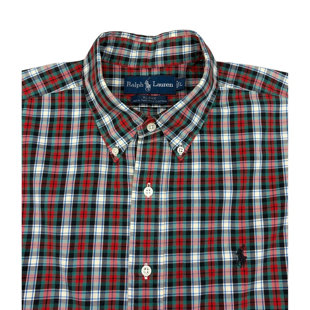 Polo Ralph Lauren Mens Black Plaid Button Up Shirt Long Sleeve Large